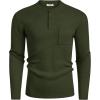 imageCOOFANDY Mens Henley Knit Sweater Long Sleeve MidWeight Soft Pullover Shirt with Chest PocketOlive Green