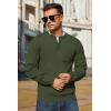 imageCOOFANDY Mens Henley Knit Sweater Long Sleeve MidWeight Soft Pullover Shirt with Chest PocketOlive Green