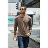 imageCOOFANDY Mens Henley TShirt Long Sleeve Casual Lightweight Pullover Shirts Soft Stretch Basic Tees Fall TopsBrown