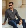 imageCOOFANDY Mens Henley TShirt Long Sleeve Casual Lightweight Pullover Shirts Soft Stretch Basic Tees Fall TopsDark Grey