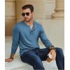 imageCOOFANDY Mens Henley TShirt Long Sleeve Casual Lightweight Pullover Shirts Soft Stretch Basic Tees Fall TopsDemin Blue