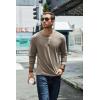 imageCOOFANDY Mens Henley TShirt Long Sleeve Casual Lightweight Pullover Shirts Soft Stretch Basic Tees Fall TopsKhaki
