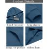 imageCOOFANDY Mens Hooded Sweatshirts Long Sleeve Casual Pullover Hoodie Waffle Knit Sweatshirt with PocketDenim Blue