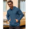 imageCOOFANDY Mens Hooded Sweatshirts Long Sleeve Casual Pullover Hoodie Waffle Knit Sweatshirt with PocketDenim Blue