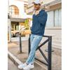 imageCOOFANDY Mens Hooded Sweatshirts Long Sleeve Casual Pullover Hoodie Waffle Knit Sweatshirt with PocketDenim Blue
