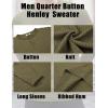 imageCOOFANDY Mens Knit Henley Sweater Long Sleeve Button Down Fall Sweaters and PulloversArmy Green