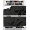 imageCOOFANDY Mens Knit Henley Sweater Long Sleeve Button Down Fall Sweaters and PulloversBlack
