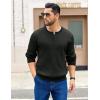 imageCOOFANDY Mens Knit Henley Sweater Long Sleeve Button Down Fall Sweaters and PulloversBlack