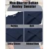 imageCOOFANDY Mens Knit Henley Sweater Long Sleeve Button Down Fall Sweaters and PulloversBlue Violet