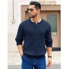 imageCOOFANDY Mens Knit Henley Sweater Long Sleeve Button Down Fall Sweaters and PulloversBlue Violet