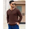 imageCOOFANDY Mens Knit Henley Sweater Long Sleeve Button Down Fall Sweaters and PulloversBrown