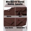 imageCOOFANDY Mens Knit Henley Sweater Long Sleeve Button Down Fall Sweaters and PulloversBrown