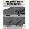 imageCOOFANDY Mens Knit Henley Sweater Long Sleeve Button Down Fall Sweaters and PulloversDark Grey