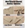 imageCOOFANDY Mens Knit Henley Sweater Long Sleeve Button Down Fall Sweaters and PulloversKhaki
