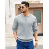 imageCOOFANDY Mens Knit Henley Sweater Long Sleeve Button Down Fall Sweaters and PulloversLight Grey