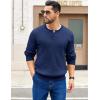 imageCOOFANDY Mens Knit Henley Sweater Long Sleeve Button Down Fall Sweaters and PulloversNavy Blue