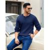 imageCOOFANDY Mens Knit Henley Sweater Long Sleeve Button Down Fall Sweaters and PulloversNavy Blue