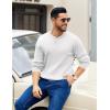 imageCOOFANDY Mens Knit Henley Sweater Long Sleeve Button Down Fall Sweaters and PulloversWhite