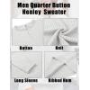 imageCOOFANDY Mens Knit Henley Sweater Long Sleeve Button Down Fall Sweaters and PulloversWhite