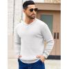 imageCOOFANDY Mens Knit Henley Sweater Long Sleeve Button Down Fall Sweaters and PulloversWhite