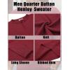 imageCOOFANDY Mens Knit Henley Sweater Long Sleeve Button Down Fall Sweaters and PulloversWine Red