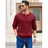 imageCOOFANDY Mens Knit Henley Sweater Long Sleeve Button Down Fall Sweaters and PulloversWine Red