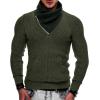 imageCOOFANDY Mens Knitted Turtleneck Pullover Shawl Collar Sweaters Slim Fit High Neck Hoodies with PocketsArmy Green