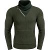 imageCOOFANDY Mens Knitted Turtleneck Pullover Shawl Collar Sweaters Slim Fit High Neck Hoodies with PocketsArmy Green