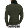 imageCOOFANDY Mens Knitted Turtleneck Pullover Shawl Collar Sweaters Slim Fit High Neck Hoodies with PocketsArmy Green
