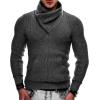imageCOOFANDY Mens Knitted Turtleneck Pullover Shawl Collar Sweaters Slim Fit High Neck Hoodies with PocketsBlack