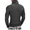 imageCOOFANDY Mens Knitted Turtleneck Pullover Shawl Collar Sweaters Slim Fit High Neck Hoodies with PocketsBlack