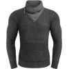 imageCOOFANDY Mens Knitted Turtleneck Pullover Shawl Collar Sweaters Slim Fit High Neck Hoodies with PocketsBlack