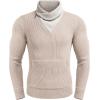 imageCOOFANDY Mens Knitted Turtleneck Pullover Shawl Collar Sweaters Slim Fit High Neck Hoodies with PocketsCamel