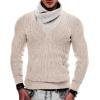 imageCOOFANDY Mens Knitted Turtleneck Pullover Shawl Collar Sweaters Slim Fit High Neck Hoodies with PocketsCamel