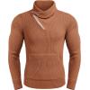imageCOOFANDY Mens Knitted Turtleneck Pullover Shawl Collar Sweaters Slim Fit High Neck Hoodies with PocketsCaramel