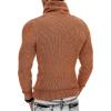 imageCOOFANDY Mens Knitted Turtleneck Pullover Shawl Collar Sweaters Slim Fit High Neck Hoodies with PocketsCaramel