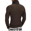 imageCOOFANDY Mens Knitted Turtleneck Pullover Shawl Collar Sweaters Slim Fit High Neck Hoodies with PocketsCoffee