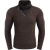imageCOOFANDY Mens Knitted Turtleneck Pullover Shawl Collar Sweaters Slim Fit High Neck Hoodies with PocketsCoffee