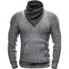 imageCOOFANDY Mens Knitted Turtleneck Pullover Shawl Collar Sweaters Slim Fit High Neck Hoodies with PocketsGrey