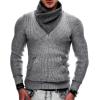 imageCOOFANDY Mens Knitted Turtleneck Pullover Shawl Collar Sweaters Slim Fit High Neck Hoodies with PocketsGrey