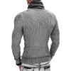 imageCOOFANDY Mens Knitted Turtleneck Pullover Shawl Collar Sweaters Slim Fit High Neck Hoodies with PocketsGrey