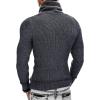 imageCOOFANDY Mens Knitted Turtleneck Pullover Shawl Collar Sweaters Slim Fit High Neck Hoodies with PocketsNavy Blue