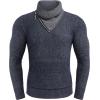 imageCOOFANDY Mens Knitted Turtleneck Pullover Shawl Collar Sweaters Slim Fit High Neck Hoodies with PocketsNavy Blue