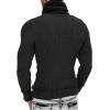 imageCOOFANDY Mens Knitted Turtleneck Pullover Shawl Collar Sweaters Slim Fit High Neck Hoodies with PocketsPure Black