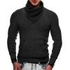 imageCOOFANDY Mens Knitted Turtleneck Pullover Shawl Collar Sweaters Slim Fit High Neck Hoodies with PocketsPure Black