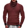 imageCOOFANDY Mens Knitted Turtleneck Pullover Shawl Collar Sweaters Slim Fit High Neck Hoodies with PocketsWine Red