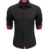 imageCOOFANDY Mens Long Sleeve Wrinkle Free Dress Shirts Inner Contrast Business Casual Button Down ShirtBlack