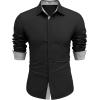 imageCOOFANDY Mens Long Sleeve Wrinkle Free Dress Shirts Inner Contrast Business Casual Button Down ShirtBlackwhite