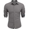 imageCOOFANDY Mens Long Sleeve Wrinkle Free Dress Shirts Inner Contrast Business Casual Button Down ShirtDark Grey