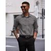 imageCOOFANDY Mens Long Sleeve Wrinkle Free Dress Shirts Inner Contrast Business Casual Button Down ShirtDark Grey
